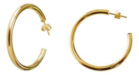 Brinco Argola Tubo Grande Tarraxa Ouro 18k