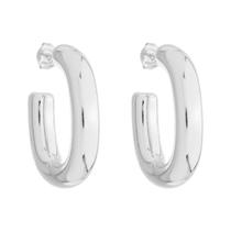 Brinco Argola Tubo Liso Banhado a Prata 925 Brinco Argola Tubo Liso Banhado a Prata 925