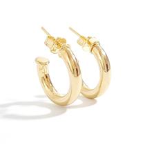 Brinco Argola Tubo Liso Pequena Banhada a Ouro