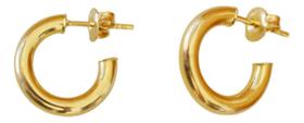 Brinco Argola Tubo Pequena 16 Mm Tarraxa Ouro 18k