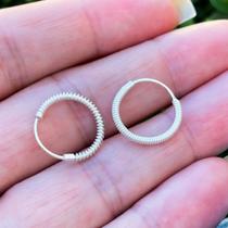 Brinco Argola Unissex Detalhada Prata 925