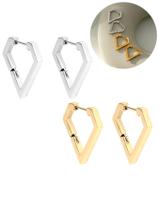 Brinco Argola Unissex Diamante Triângulo Prata Dourado Aço