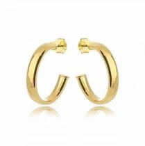 Brinco Argola Unissex Tubo Lisa Média Leve Dourada Moda