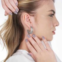 Brinco Argola Vazada Curvada Prateada