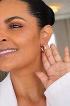 Brinco Argola Vazada Dourado Folheado Brinco Argola Vazada Dourado Folheado