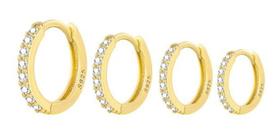 Brinco Argola Zircônia Folheado - Dourado - 7 Mm