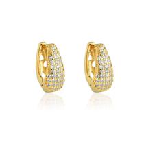 Brinco Argola Zirconias Feminino Banhado Ouro 18k Dourado
