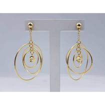 Brinco argolas alinhadas medio banhado a ouro 18k