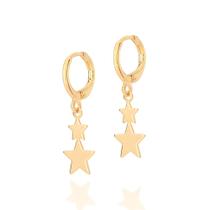 Brinco argolas com estrelas banhado a ouro 18k/526730