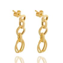 Brinco Argolas Trabalhadas Duplo Em Ouro 18k