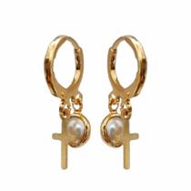 Brinco Argolinha 2 Pingentes Folheado Ouro 18k Antialérgico Brinco Argolinha 2 Pingentes Folheado Ouro 18k Antialérgico