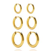 Brinco Argolinha 3 Furos Aço inox cirurgico Dourado Prata