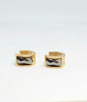 Brinco Argolinha, aço, pedra facetada bronze. Brinco Argolinha, aço, pedra facetada bronze.
