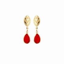Brinco Argolinha Base Gota Cristal Folheado Ouro 18k