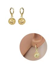Brinco Argolinha Bola Vazada com cristal Interno Folheado Ouro 18k Antialérgico Brinco Argolinha Bola Vazada com cristal Interno Folheado Ouro 18k Antialérgico