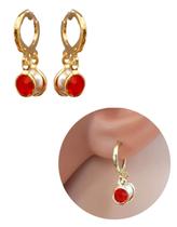 Brinco Argolinha com 2 Pingentes Folheado Ouro Antialérgico Brinco Argolinha com 2 Pingentes Folheado Ouro Antialérgico