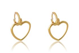Brinco Argolinha com Coração Médio Vado Folheado