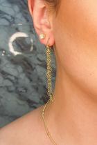 Brinco Argolinha com Corrente de Coração Banhado em Ouro 18k Brinco Argolinha com Corrente de Coração Banhado em Ouro 18k