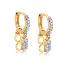 Brinco Argolinha Com Pingentes Duplos Infinito Com Pedras Brinco Argolinha Com Pingentes Duplos Infinito Com Pedras