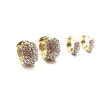 Brinco Argolinha Com Strass Primeiro e Segundo Furo Banhado a Ouro Brinco Argolinha Com Strass Primeiro e Segundo Furo Banhado a Ouro