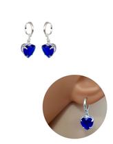Brinco Argolinha Coração Pedra Cristal Azul blue Folheado Prata 925 Antialérgico Brinco Argolinha Coração Pedra Cristal Azul blue Folheado Prata 925 Antialérgico