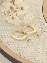 Brinco Argolinha Cravejada 12mm com Pingente em Prata 925 Banhado a Ouro Amarelo 18K Brinco Argolinha Cravejada 12mm com Pingente em Prata 925 Banhado a Ouro Amarelo 18K