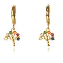 Brinco Argolinha De Arvore Da Vida Folheado Em Ouro 18K Brinco Argolinha De Arvore Da Vida Folheado Em Ouro 18K