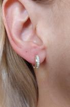 Brinco Argolinha De Prata 925 Com Apliques De Ouro 14 K E Zircônias Brinco Argolinha De Prata 925 Com Apliques De Ouro 14 K E Zircônias