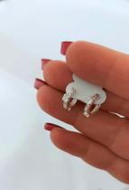 Brinco Argolinha De Prata De Lei 925 Com Zircônias