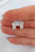 Brinco Argolinha De Prata De Lei 925 Com Zircônias De Alto Brilho