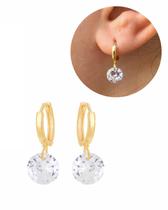 Brinco Argolinha Diamante Antialérgico Banhado Ouro Prata