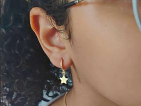 Brinco argolinha estrela banhado a Ouro