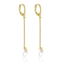 Brinco Argolinha Fio Com Pingente de Zircônia Banhado a Ouro 18k Brinco Argolinha Fio Com Pingente de Zircônia Banhado a Ouro 18k