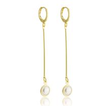 Brinco Argolinha Fio Meia Perola Banhado a Ouro 18k Brinco Argolinha Fio Meia Perola Banhado a Ouro 18k