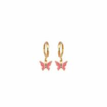 Brinco Argolinha Infantil Borboleta Rosa Bebê Folheado Ouro 18k Antialérgico Brinco Argolinha Infantil Borboleta Rosa Bebê Folheado Ouro 18k Antialérgico