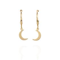 Brinco argolinha lua banhado a ouro 18k