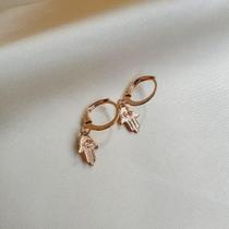 Brinco Argolinha Mão de Fátima - Ouro rosé Brinco Argolinha Mão de Fátima - Ouro rosé