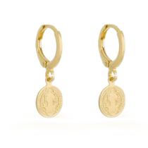 Brinco argolinha medalha são bento folheado a ouro 18k Brinco argolinha medalha são bento folheado a ouro 18k