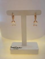 Brinco Argolinha Micro Zirconias com Pingente Pedra Cristal, banhado a Ouro 18K - Antialergico Brinco Argolinha Micro Zirconias com Pingente Pedra Cristal, banhado a Ouro 18K - Antialergico