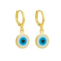 Brinco Argolinha Olho Grego - Banhado em Ouro 18k