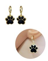 Brinco Argolinha patinha cachorro Resinado Folheado Ouro 18k