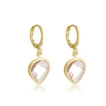 Brinco Argolinha Pingente Gota Pedra Zircônia Rose Banhado a Ouro 18k Brinco Argolinha Pingente Gota Pedra Zircônia Rose Banhado a Ouro 18k