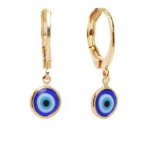 Brinco Argolinha Pingente Olho Grego Folheado A Ouro 18K