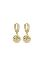 Brinco Argolinha Redonda de Trevo Cravejado com Microzircônias Banhado em Ouro 18K