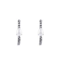 Brinco Armem Rr Bijoux Ear Hook Perola E Cristais Grafite