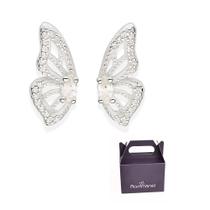 Brinco Asa de Borboleta Prata 925 e Zircônia Rommanel 820166