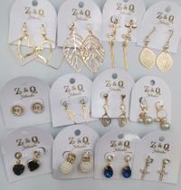 Brinco Atacado Kit 12 Pares Brincos Grandes Folheado Bonito