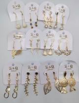 Brinco Atacado Kit 30 Pares Brincos Grandes Folheado Bonito