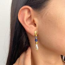 Brinco Atemporal Olho de Gato e Pérola Estilo Boho - Acessório Feminino Artesanal