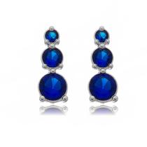 Brinco Azul Pedras Royal Banhado a Prata 925